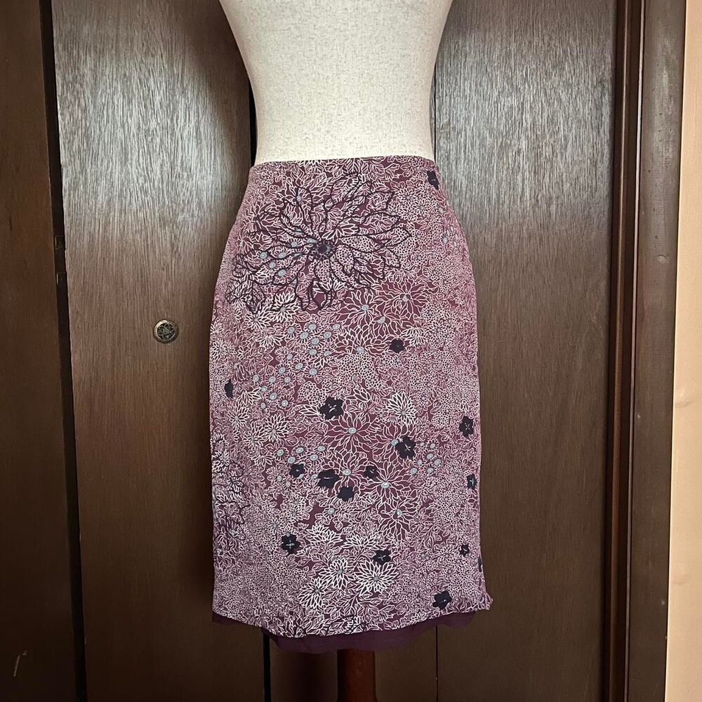 Vintage Casual Corner Women's Silk Purple Floral Skirt